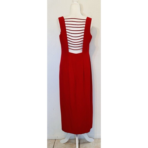 Joseph Ribkoff Women Size 12 Red Sheath Maxi Dress Designer Formal Old Money - Picture 6 of 12